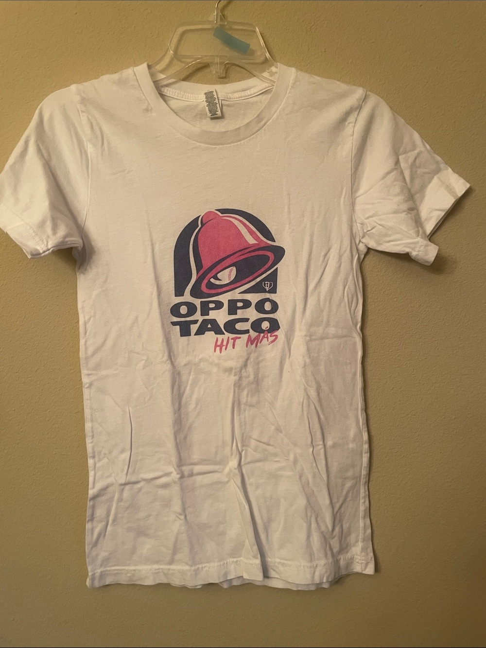 Boys baseball tee oppo taco  White Graphic Tee adult xs
